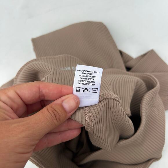 Year Of Ours Studio Ribbed Veronica Crossover Leggings Coco Light Brown Medium - Picture 9 of 9